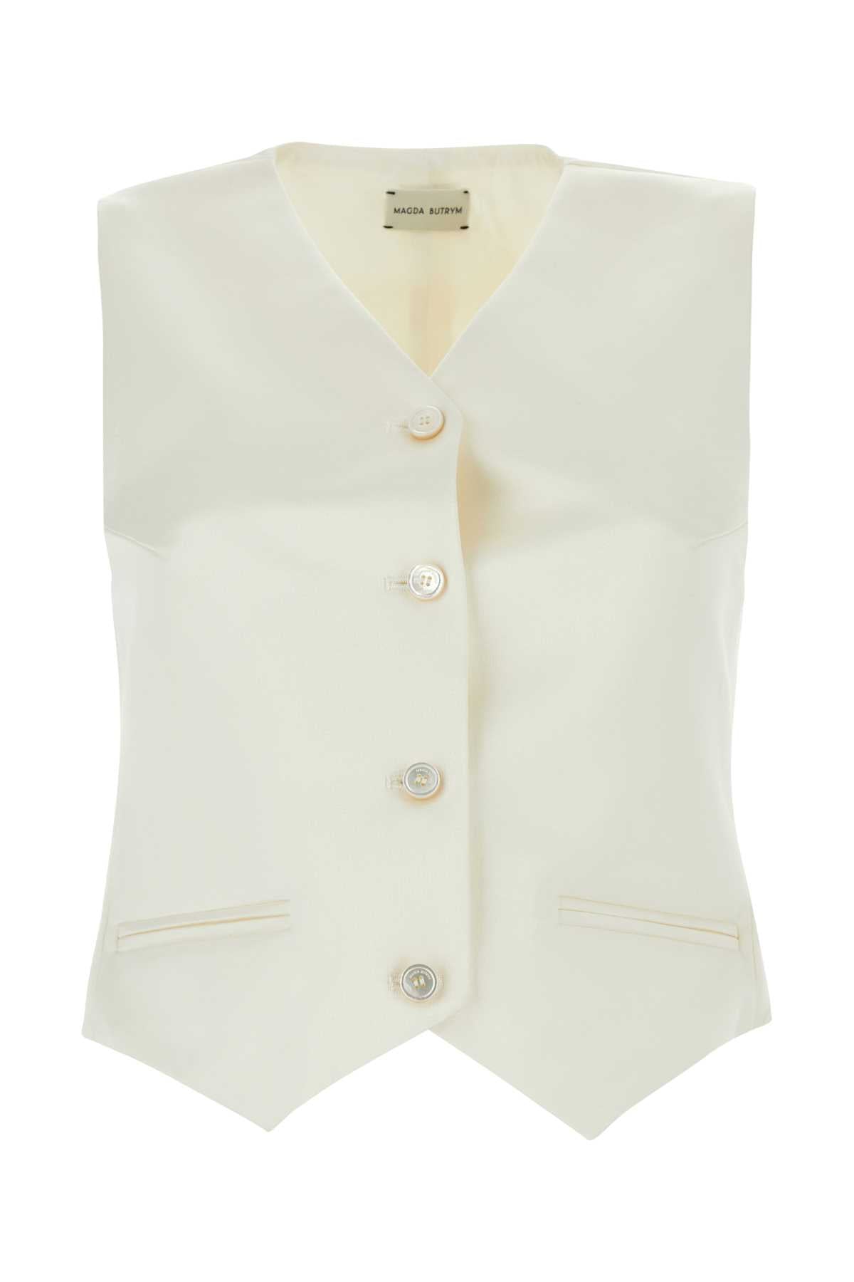 MAGDA BUTRYM Ivory Cotton Blend Mini Vest