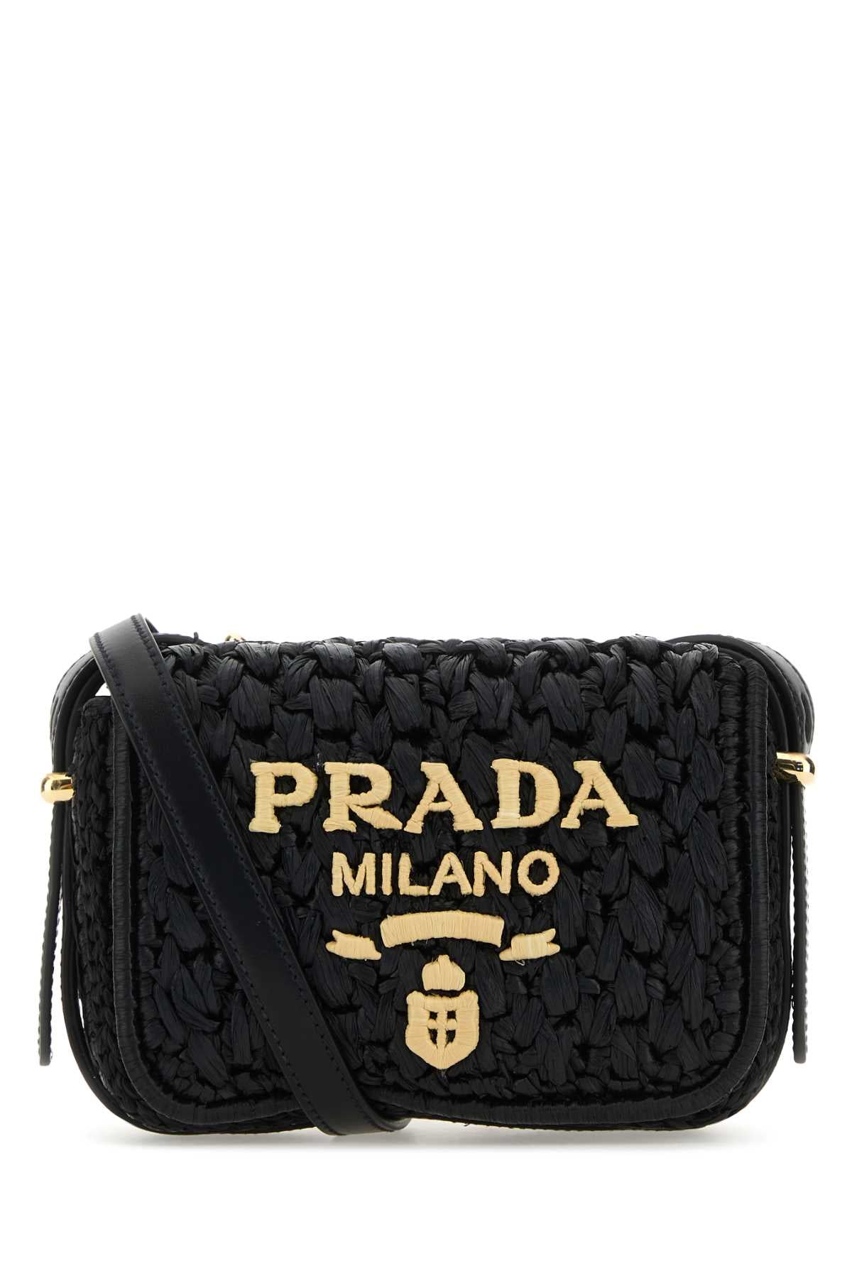 PRADA Mini Raffia Crossbody Handbag