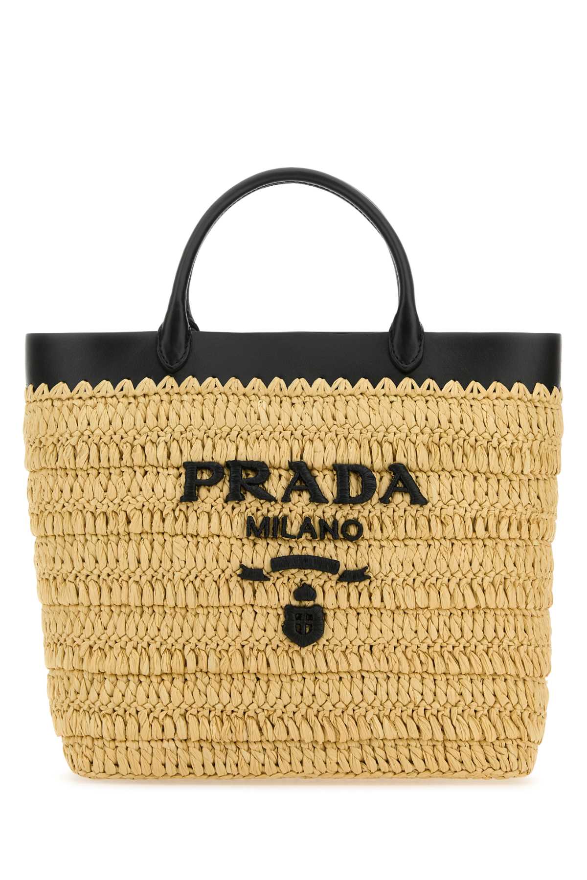 PRADA Raffia Handbag - 26 cm x 25 cm x 13.5 cm