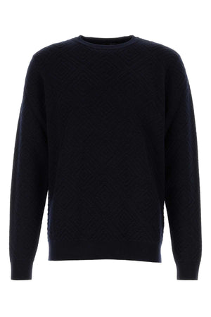 GIORGIO ARMANI Midnight Blue Wool Blend Sweater for Men