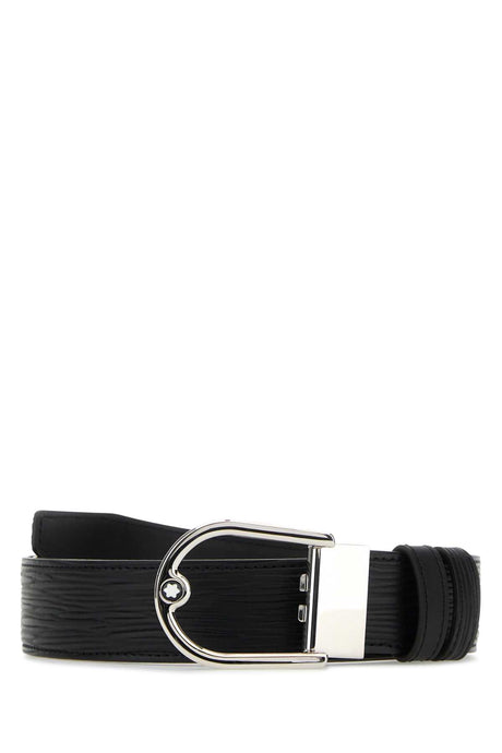 MONTBLANC Classic Black Leather Belt - 3.5 cm Height