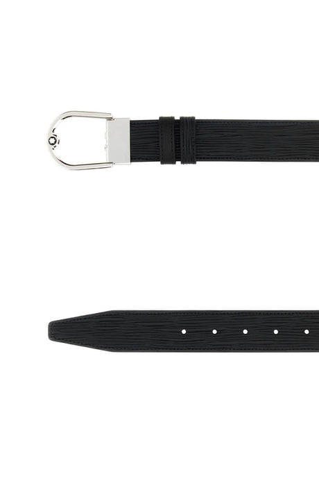 MONTBLANC Classic Black Leather Belt - 3.5 cm Height