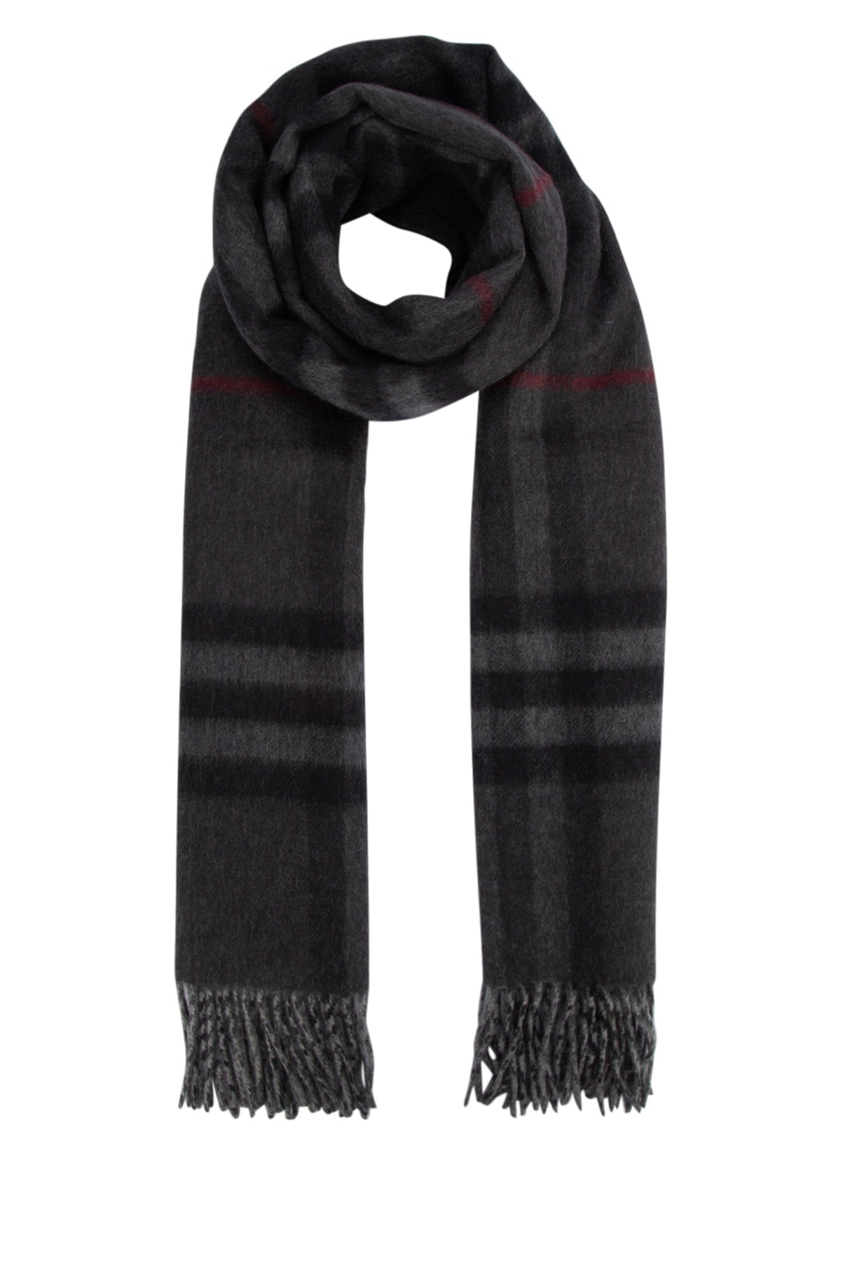 BURBERRY Charcoal Cashmere Scarf - Unisex