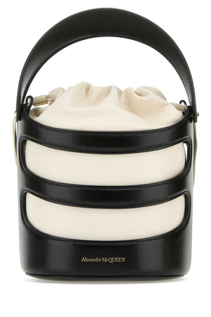 ALEXANDER MCQUEEN Mini Two-Tone Leather Bucket Handbag