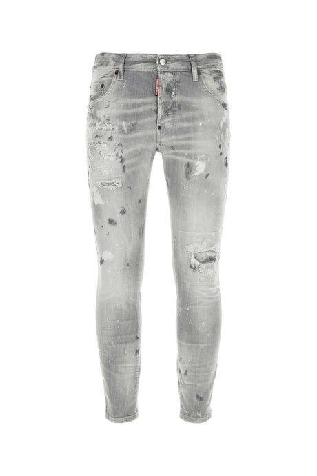 DSQUARED Light Grey Stretch Denim Skater Jeans