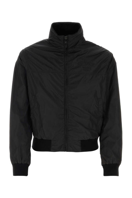 VERSACE Classic Black Nylon Jacket for Men - Versatile Outerwear