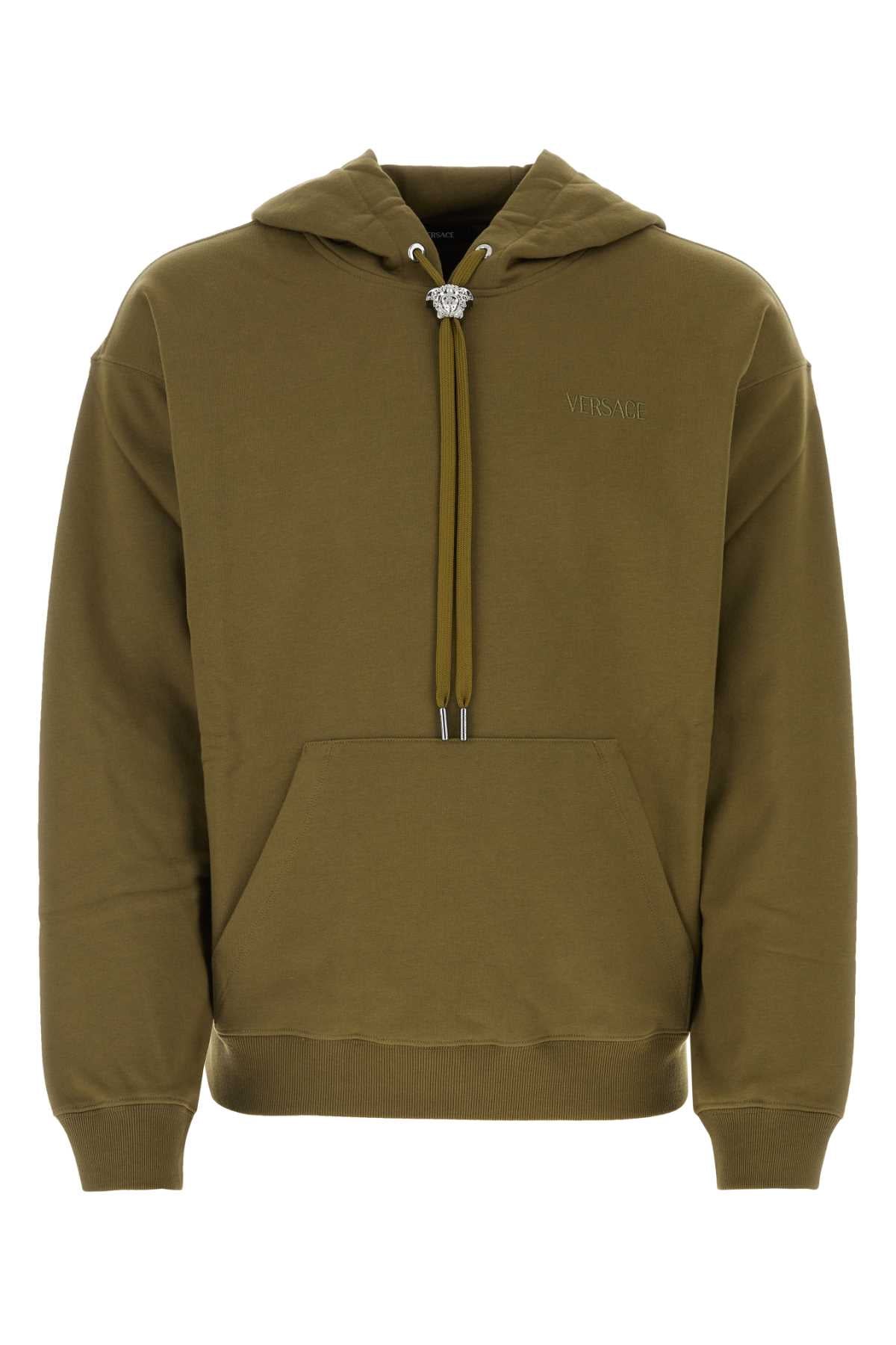 VERSACE Army Green Cotton Sweatshirt for Men