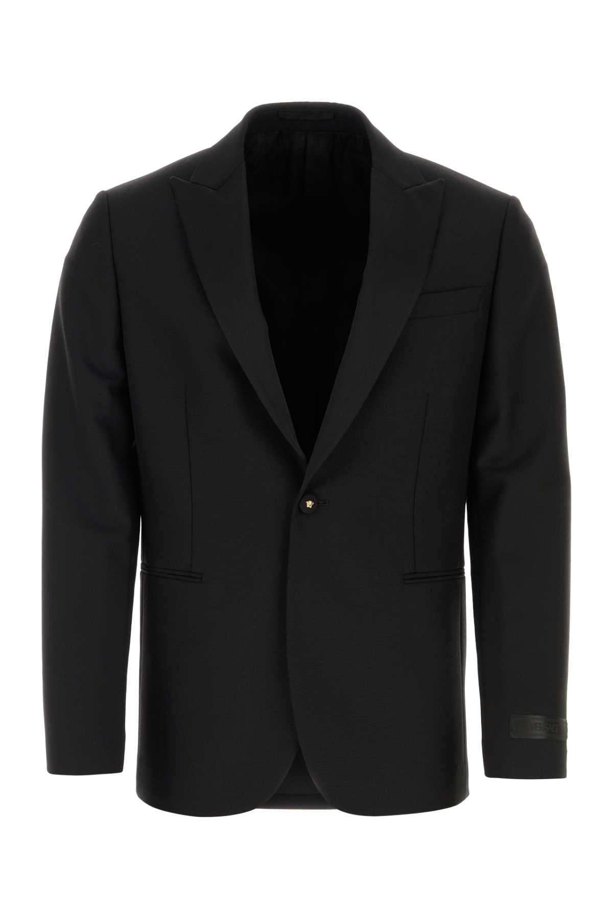 VERSACE Sleek Black Wool Blend Blazer for Men