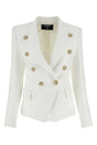 BALMAIN White Jacquard Blazer for Women