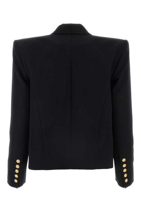 BALMAIN Chic Wool Blazer for Women - Stylish Black Outerwear