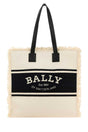 BALLY Sand Canvas Shopping Handbag - 36 cm Wide