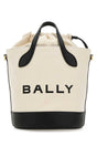 BALLY Ivory Mini Canvas Bar Bucket Handbag