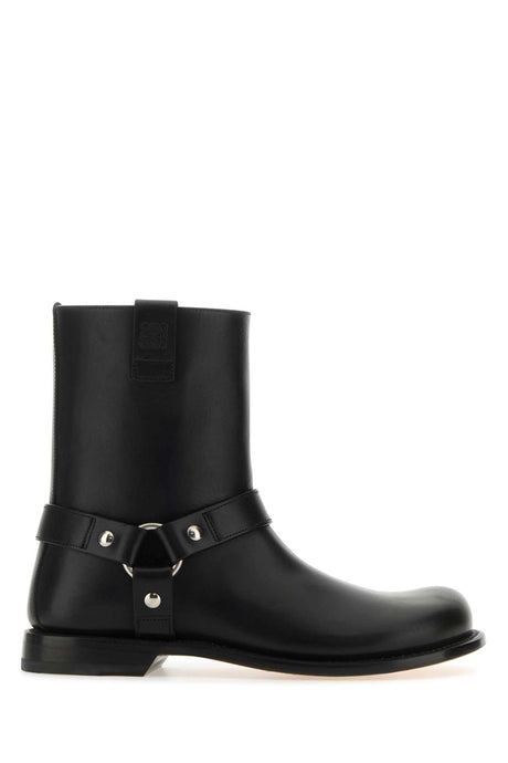 LOEWE Black Leather Campo Biker Boots for Women