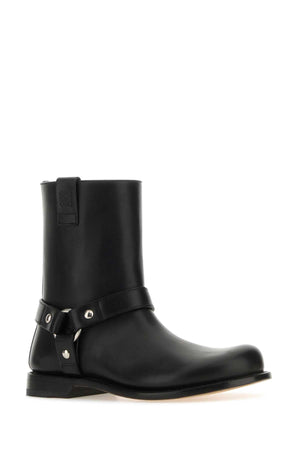 LOEWE Black Leather Campo Biker Boots for Women