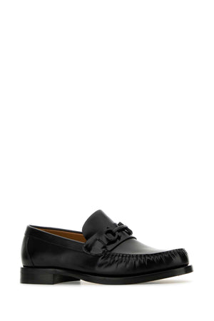 SALVATORE FERRAGAMO Classic Black Leather Fort Loafers for Men