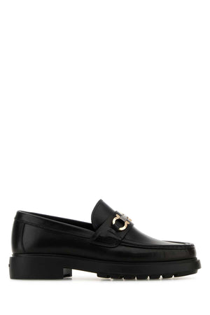 SALVATORE FERRAGAMO Classic Black Leather Duglas Loafers for Men