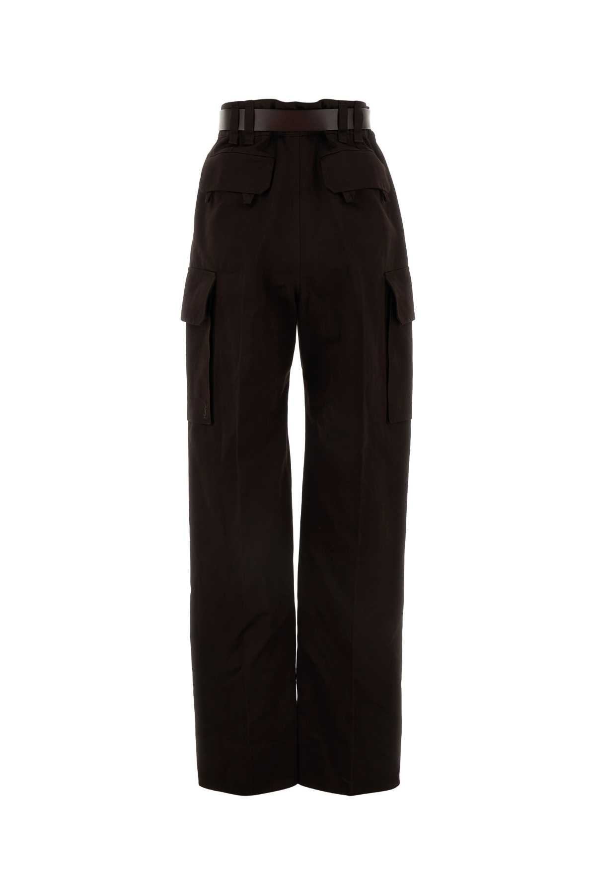 SAINT LAURENT Chic Dark Brown Gabardine Cargo Pants for Women