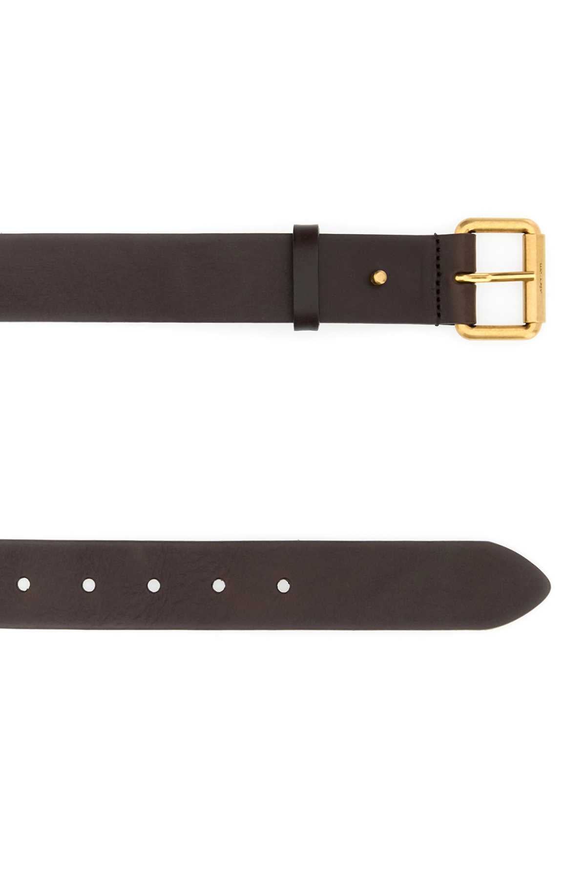 SAINT LAURENT Dark Brown Leather Motorcycle Belt - 3.5 cm