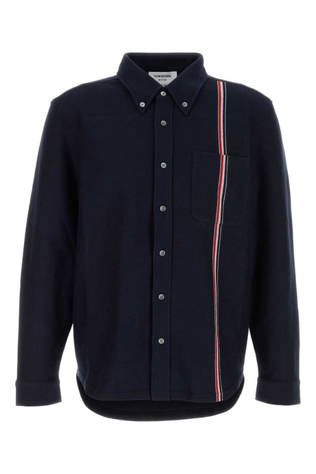 THOM BROWNE Navy Blue Cotton Shirt for Men