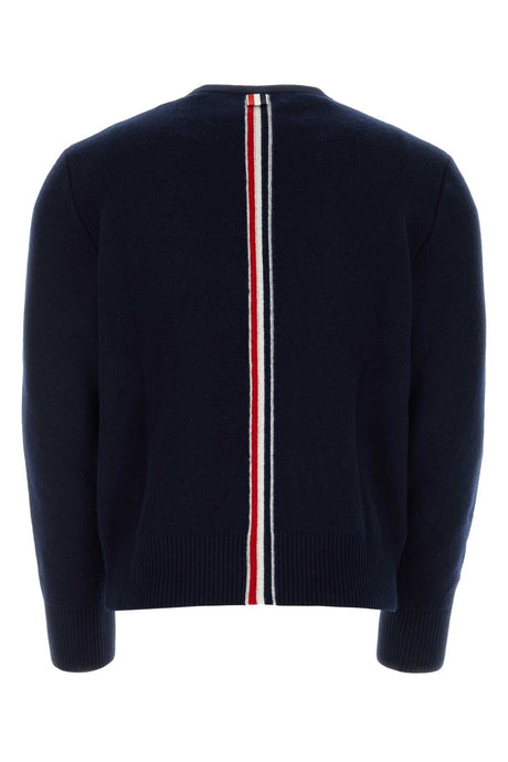 THOM BROWNE Midnight Blue Wool Sweater for Men