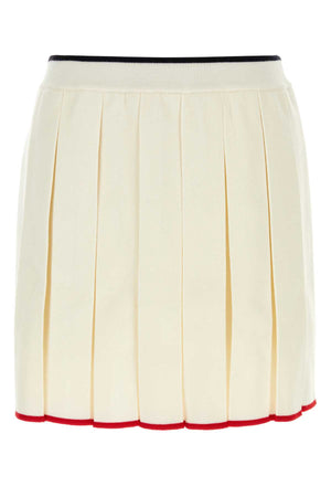 THOM BROWNE Ivory Stretch Wool Blend Mini Skirt for Women