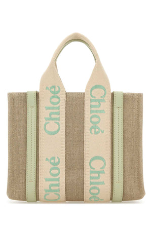 CHLOE Mini Multicolor Linen Woody Shopper Handbag