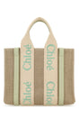 CHLOE Mini Multicolor Linen Woody Shopper Handbag