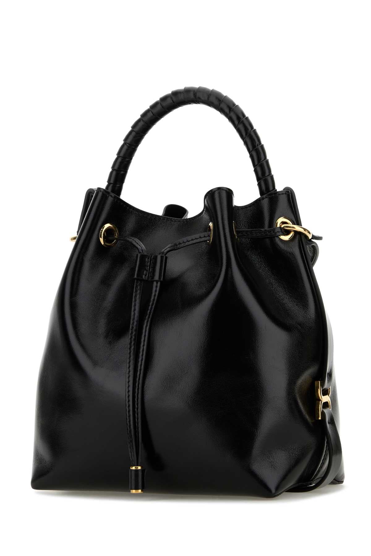 CHLOE Mini Black Leather Bucket Handbag