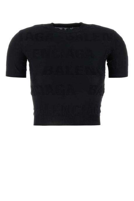 BALENCIAGA Chic Black Stretch Viscose Blend T-Shirt