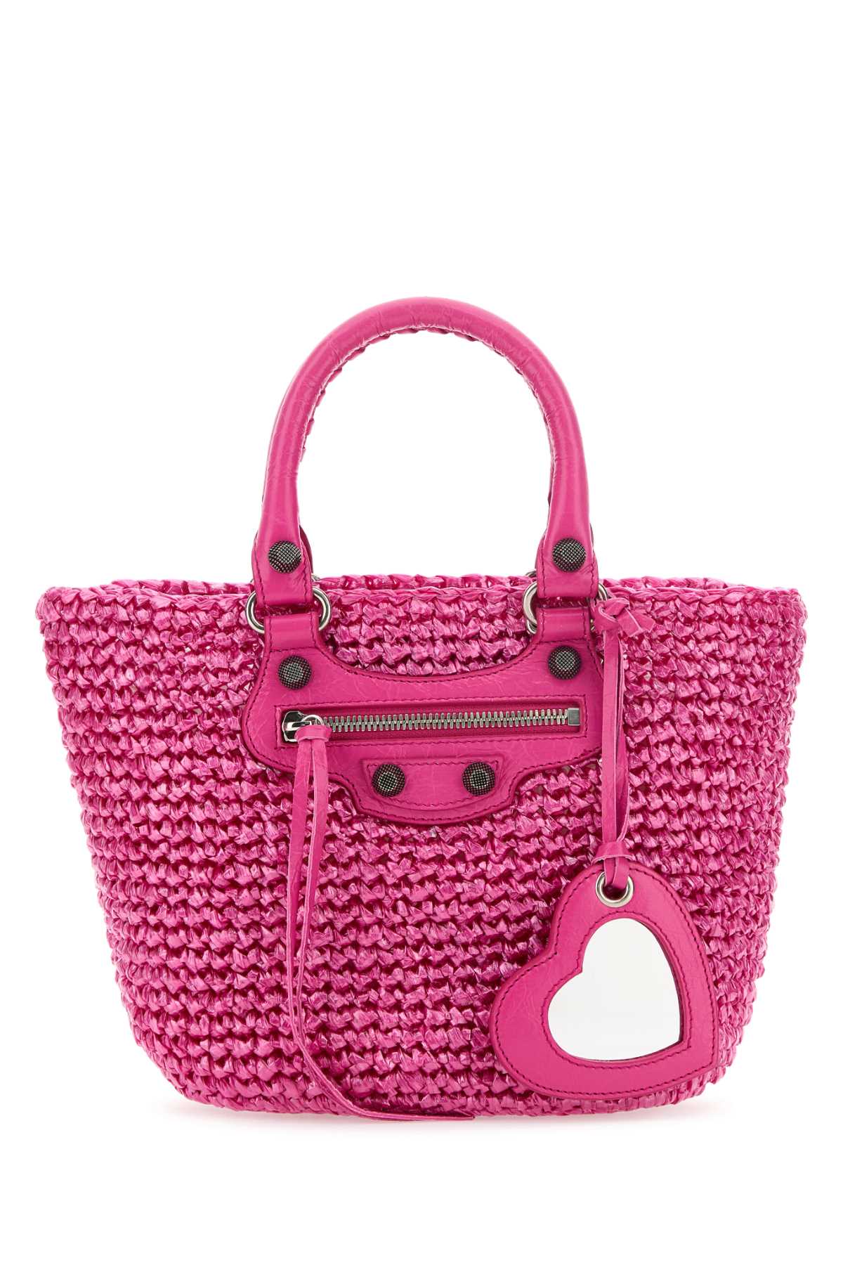 BALENCIAGA Mini Raffia Pink Panier Handbag