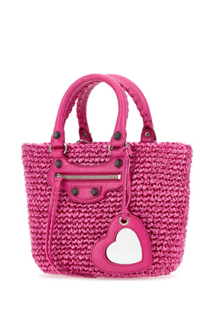 BALENCIAGA Mini Raffia Pink Panier Handbag