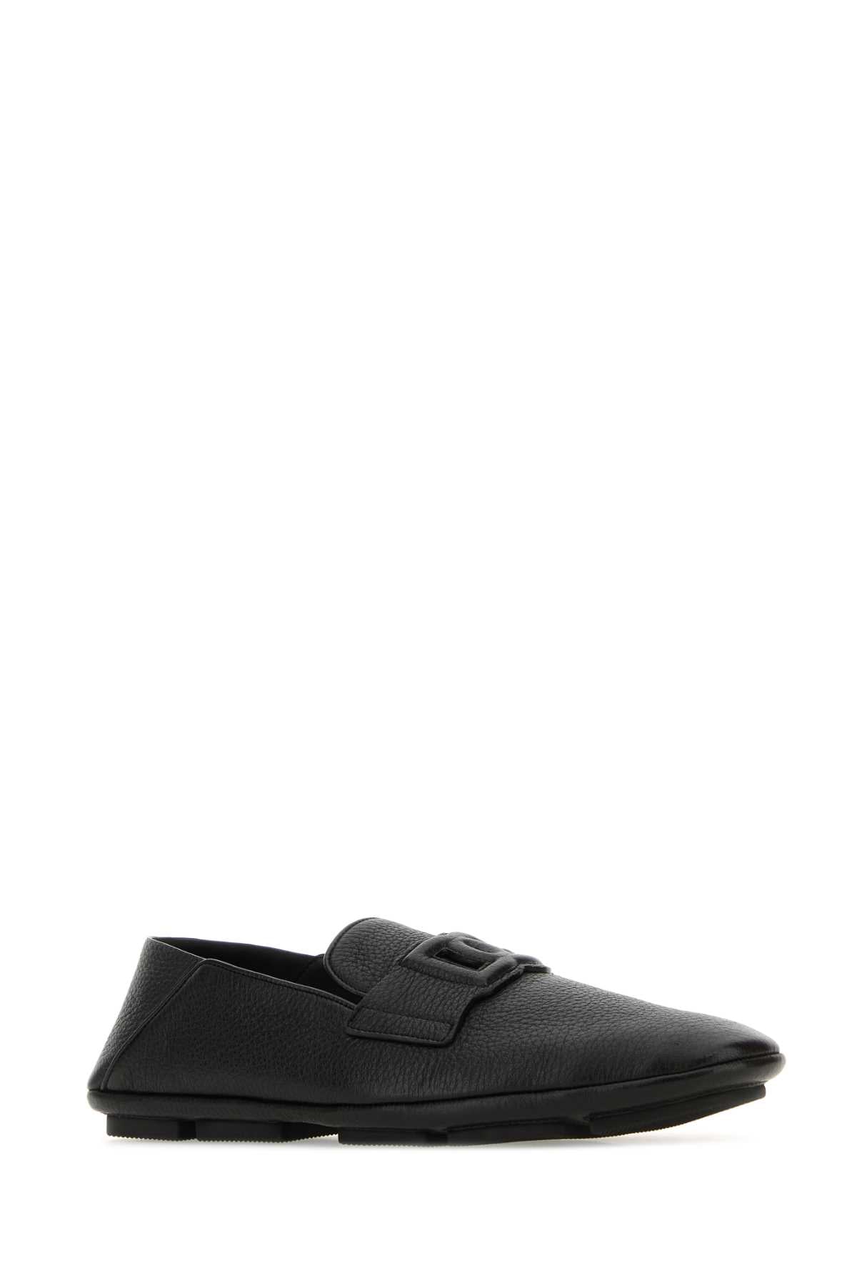 DOLCE & GABBANA Classic Black Leather Driver Loafers for Men