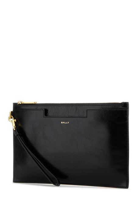 BALLY Sleek Black Leather Mini Clutch - 26 cm x 17 cm