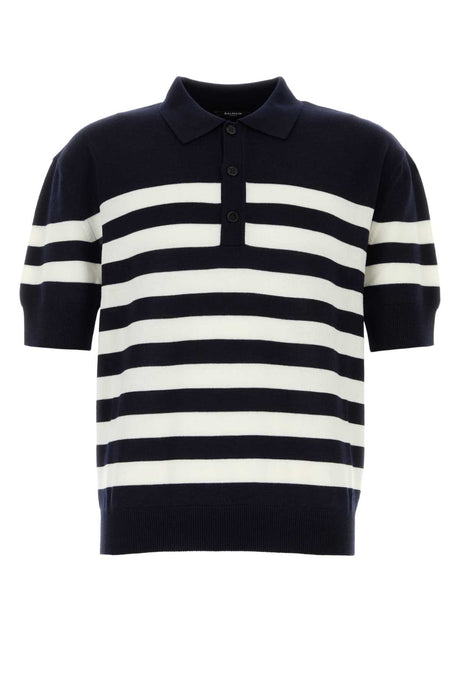 BALMAIN Embroidered Wool Polo Shirt for Men