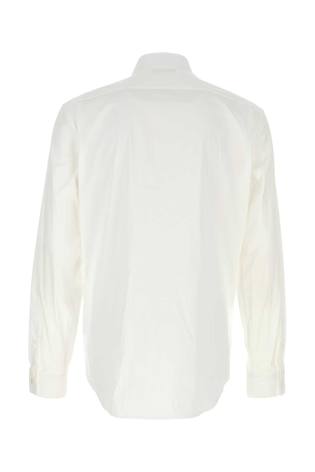 BALMAIN Classic White Stretch Poplin Shirt for Men