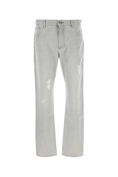 BALMAIN Classic Grey Denim Jeans for Men