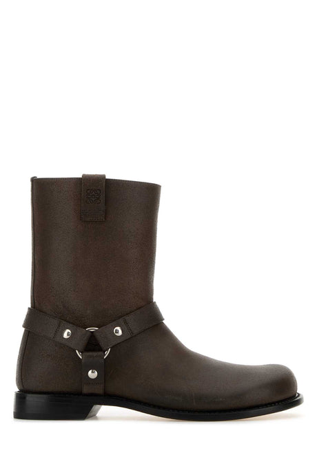 LOEWE Men's Dark Brown Leather Biker Boots