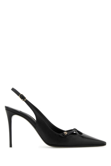 DOLCE & GABBANA Elegant Black Leather Pumps with 10 cm Heel Height