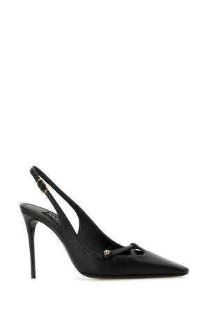 DOLCE & GABBANA Elegant Black Leather Pumps with 10 cm Heel Height