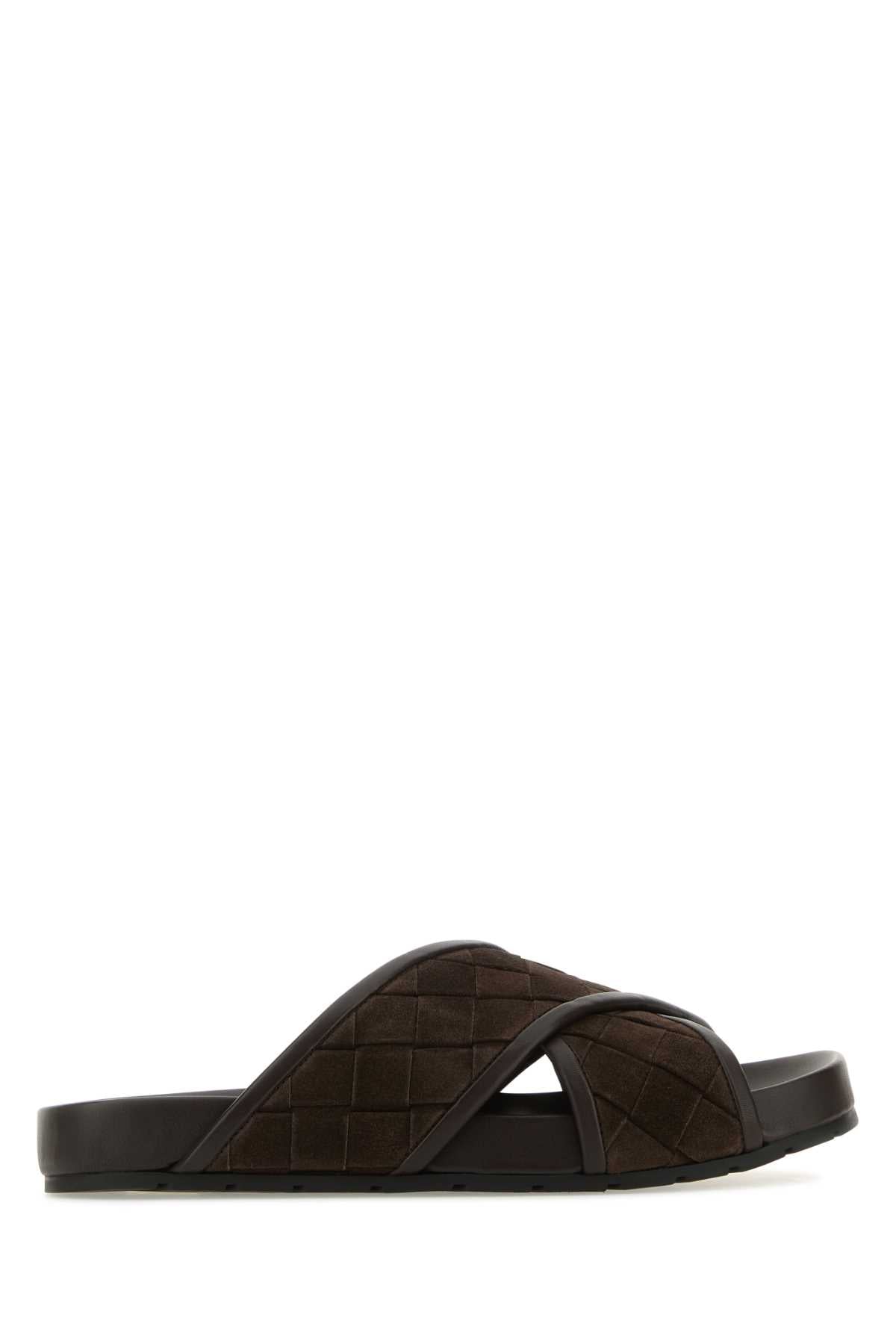 BOTTEGA VENETA Chocolate Suede Tarik Slippers for Men