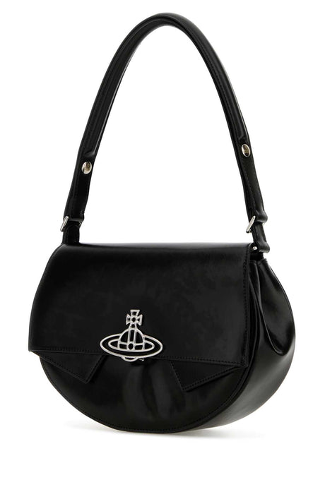 VIVIENNE WESTWOOD Mini Black Leather Shoulder Handbag