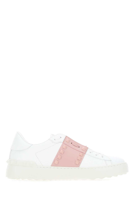 VALENTINO GARAVANI Elegant Leather Rockstud Sneakers with Pink Accents