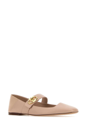 VALENTINO GARAVANI Mini Powder Pink Leather VLogo Locker Ballerinas