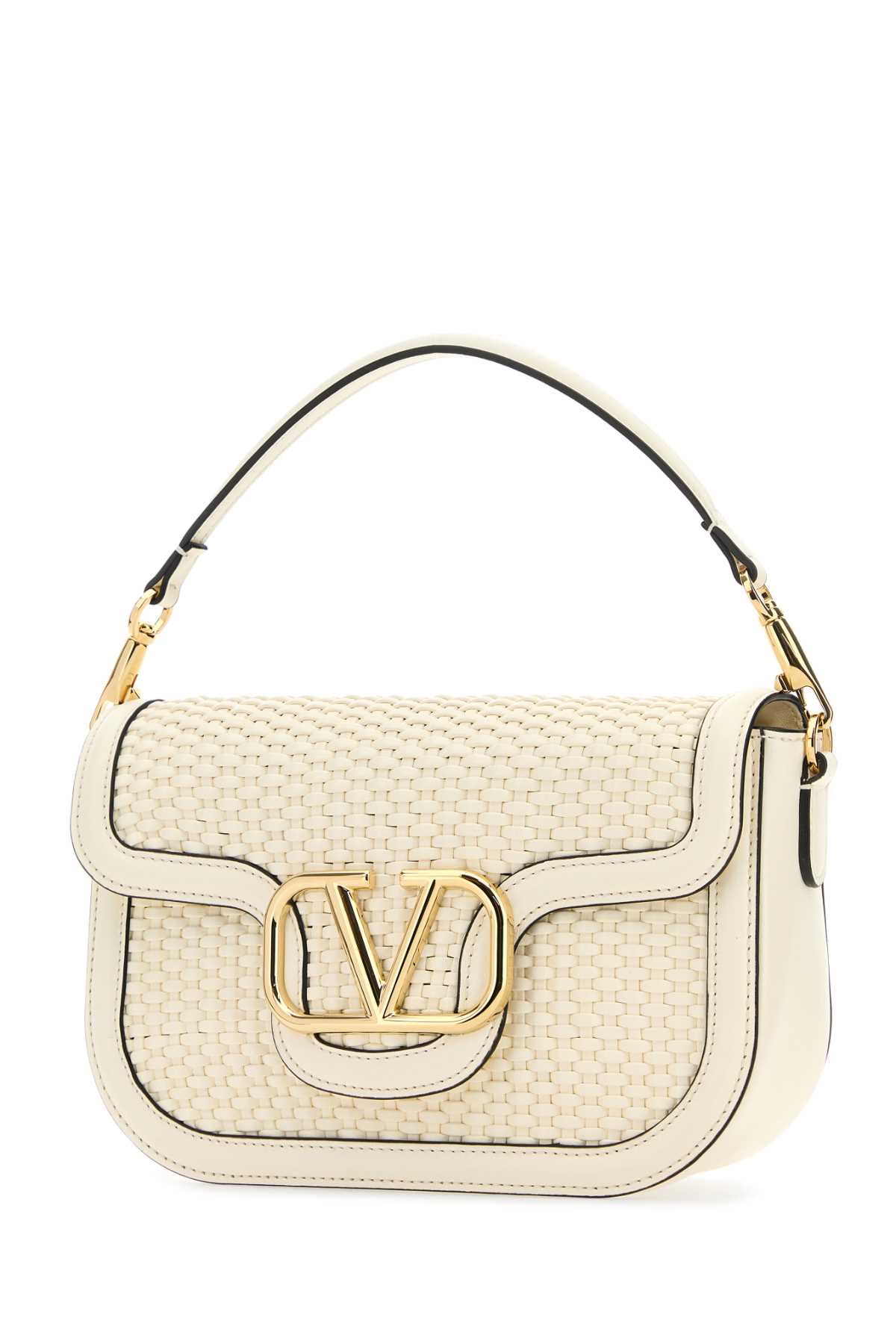 VALENTINO GARAVANI Mini Ivory Leather Alltime Shoulder Handbag