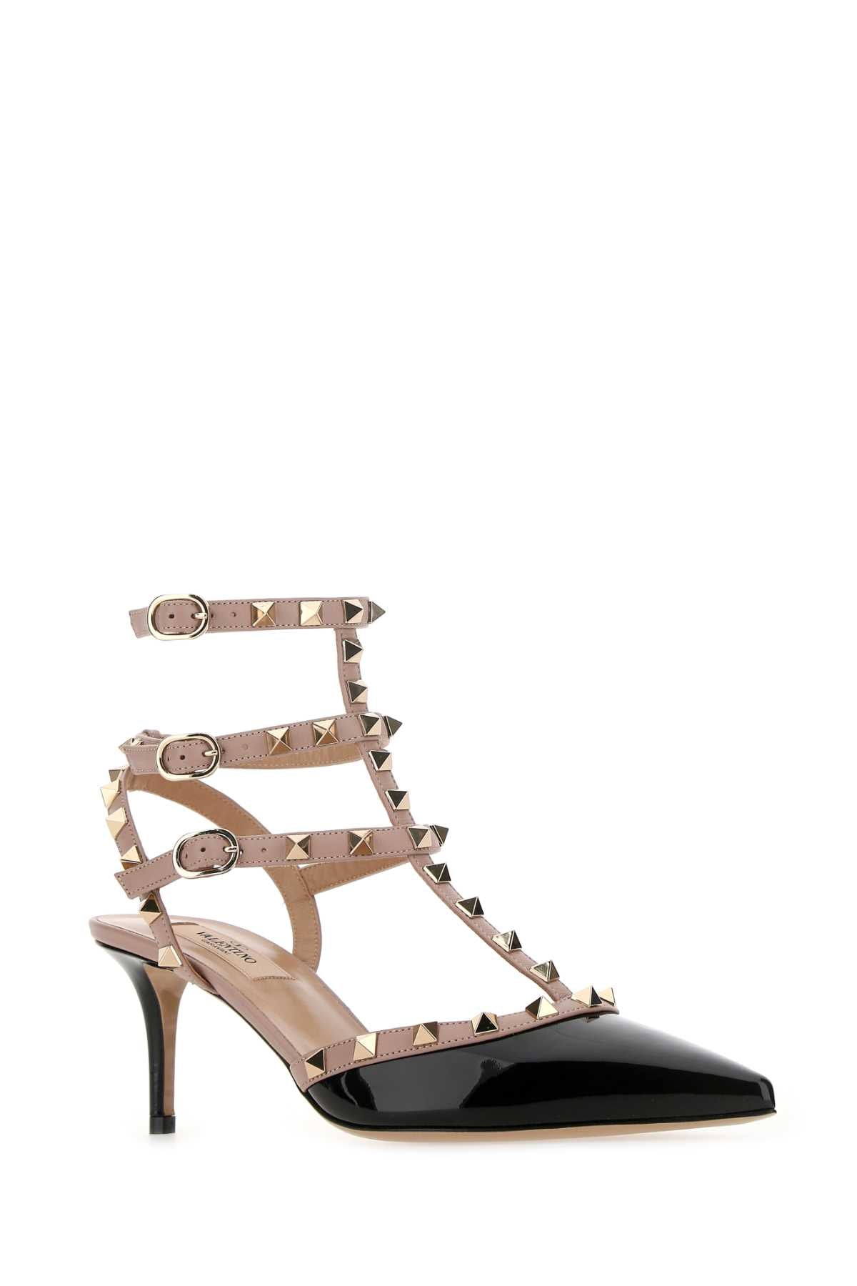 VALENTINO GARAVANI Two-Tone Leather Rockstud Pumps - 7 cm Heel