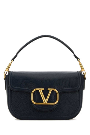 VALENTINO GARAVANI Midnight Blue Leather Mini Shoulder Handbag (23.5 cm x 18 cm x 8 cm)