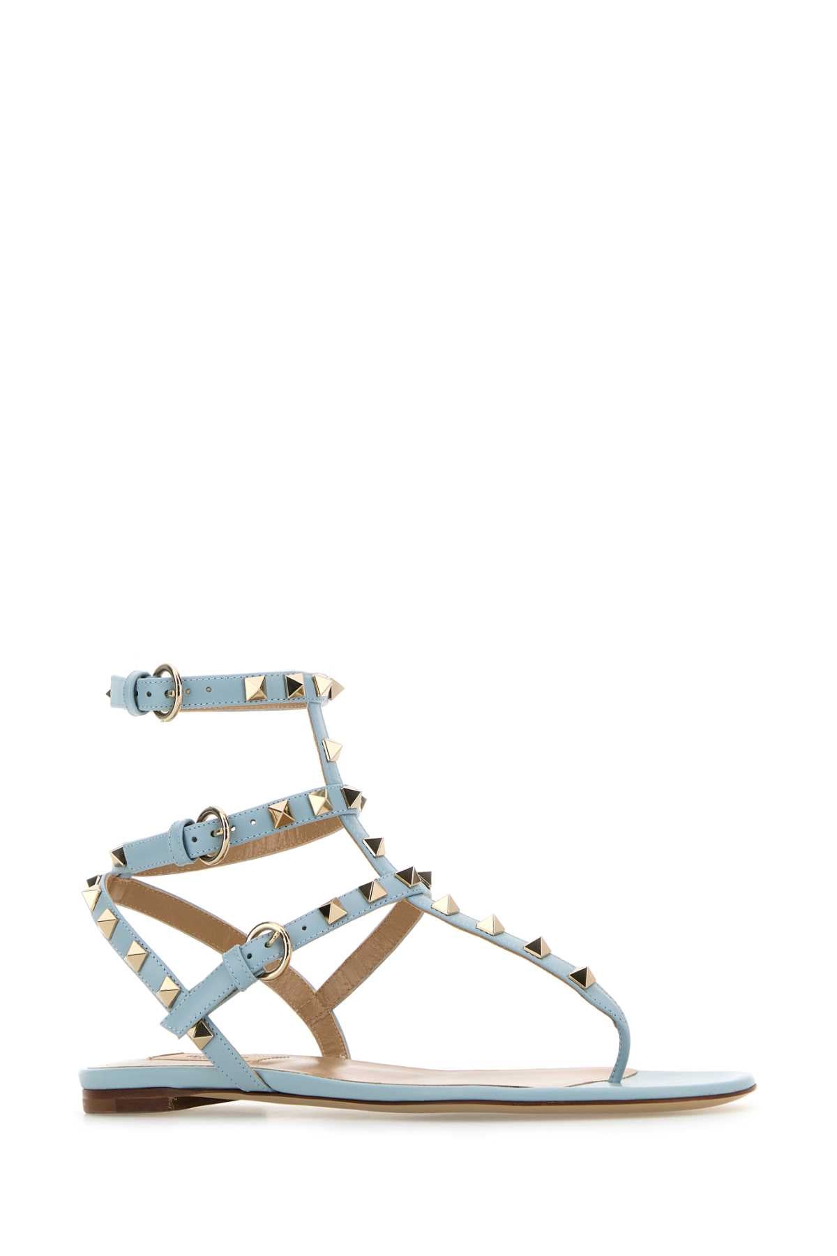 VALENTINO GARAVANI Light Blue Rockstud Thong Sandals for Women