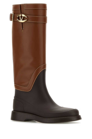 VALENTINO GARAVANI Two-tone Leather and Rubber VLogo The Bold Boots