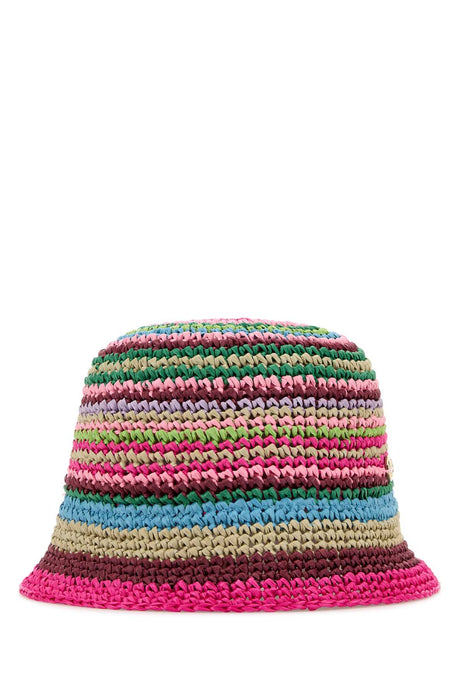 VALENTINO GARAVANI Multicolor Raffia Bucket Hat for Women