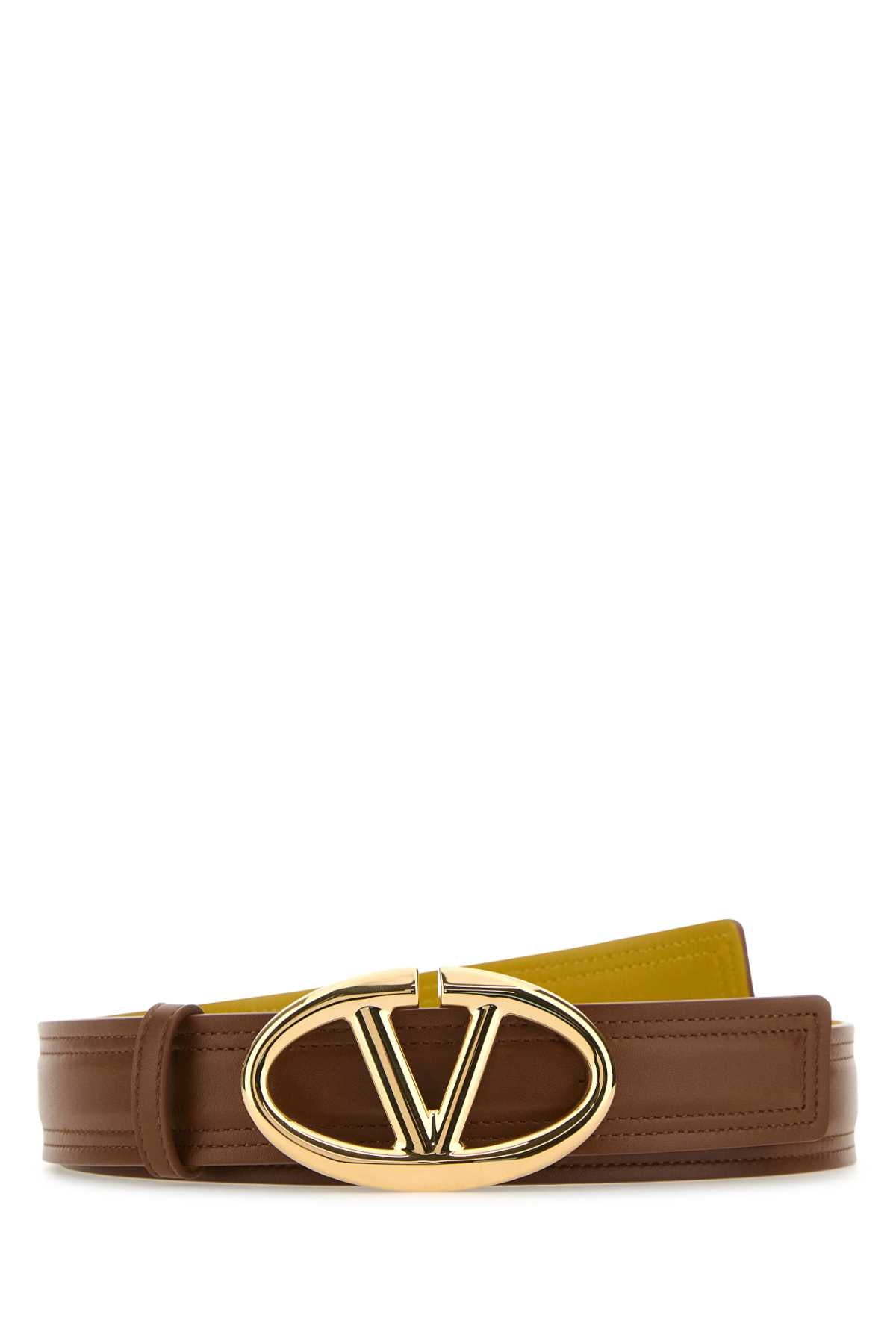 VALENTINO GARAVANI Reversible Caramel Leather Belt - 3 cm Width